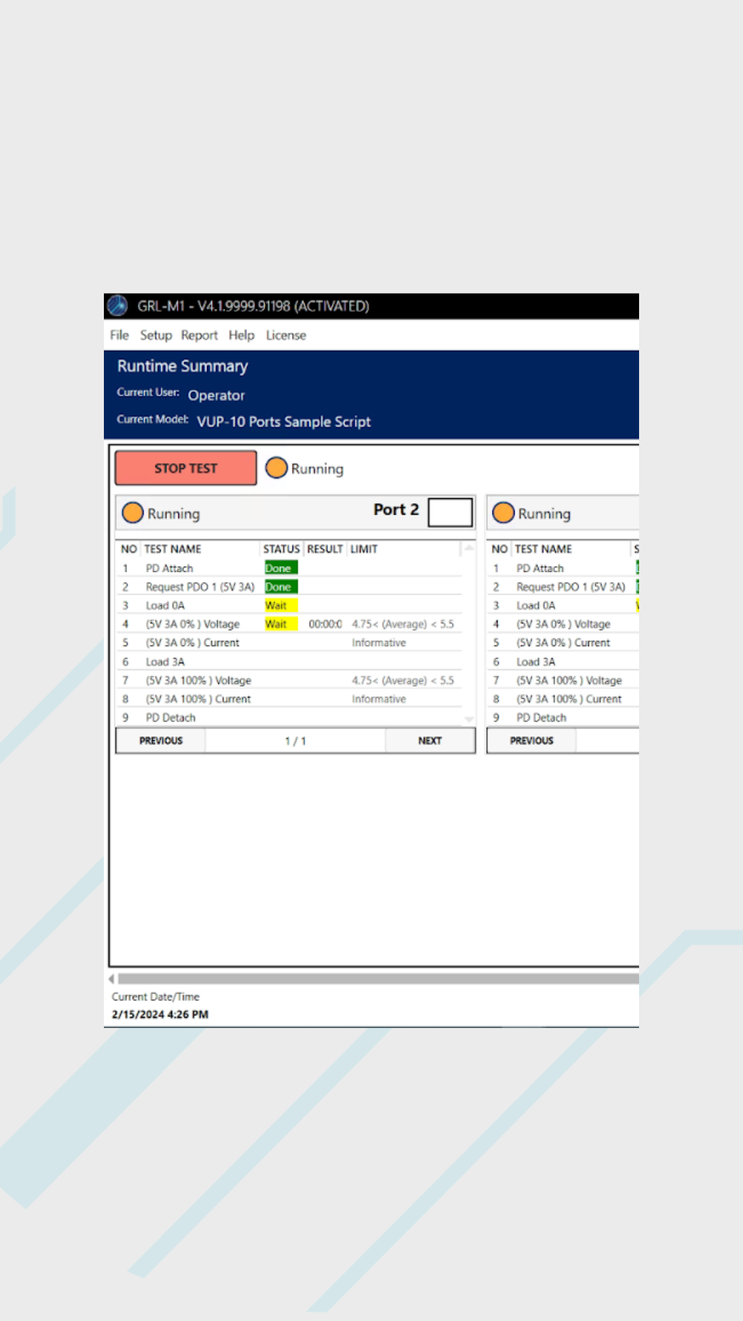 M1 Automation Software for USB PD Dual Role Power (V-DPWR) & Data Loopback Volume Tester (V-UP)