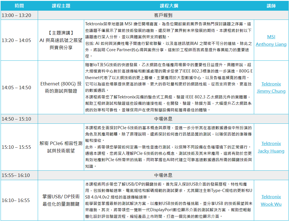 2024 TEK DAY — High Speed agenda